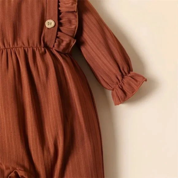 Brown Ruffled Baby Romper - Picture 2 of 2
